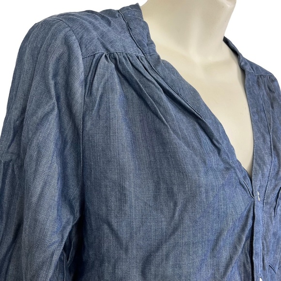 HONEY PUNCH Denim Chambray Long Sleeve Shirt Style Tunic V-Neck Dress sz Small S - Picture 8 of 16
